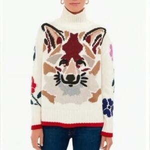 Tuckernuck Knit Fox Floral Turtleneck Sweater Small